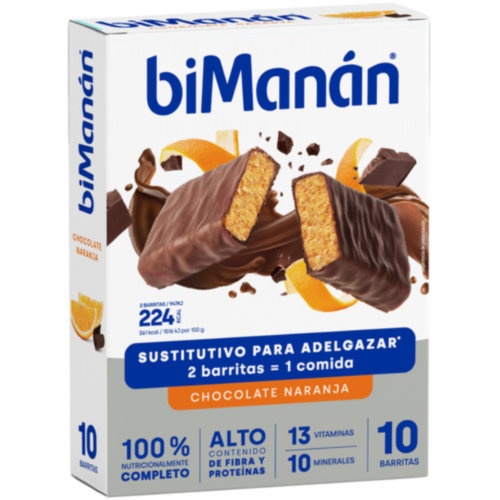 Bimanan sustitutivo  10 barritas 31 g sabor chocolate naranja