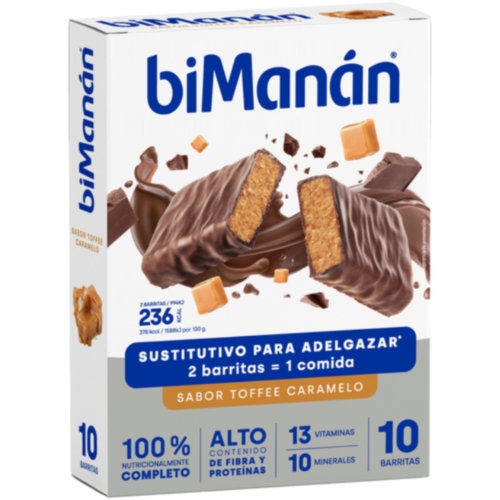 Bimanan sustitutivo  10 barritas 31 g sabor toffee caramelo