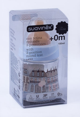 SUAVINEX biberon pp boca ancha t latex 3 posiciones (150 cc)