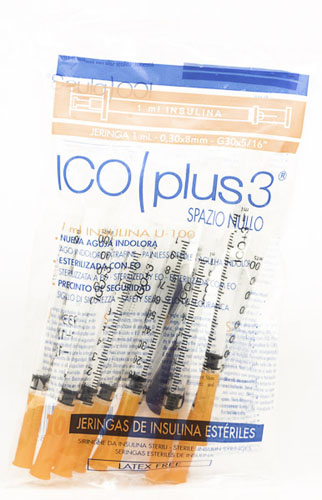 ICO PLUS 3 jeringa de insulina c/a (1 ml g 30 ag:0.30 x 8 mm) 10 unidades