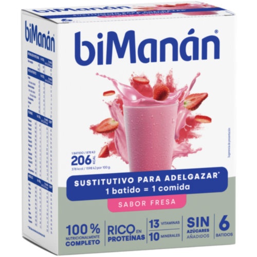 Bimanan sustitutivo batido  6 sobres 55 g sabor fresa