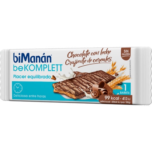 Bimanan komplett snack cereales  20 barritas 20 g sabor chocolate con leche