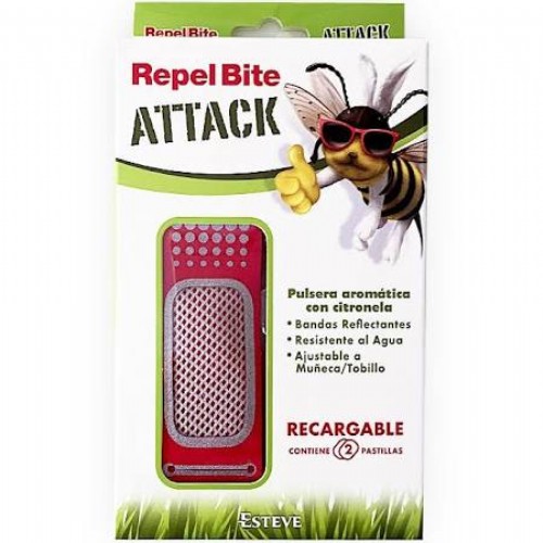 repel bite attack pulsera aromatica citronela (1 pulsera + 2 recambios)
