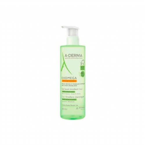 A-derma exomega control gel limpiador emoliente 2 en 1 cuerpo y cabello 1 envase 500 ml - 2 en 1 cue