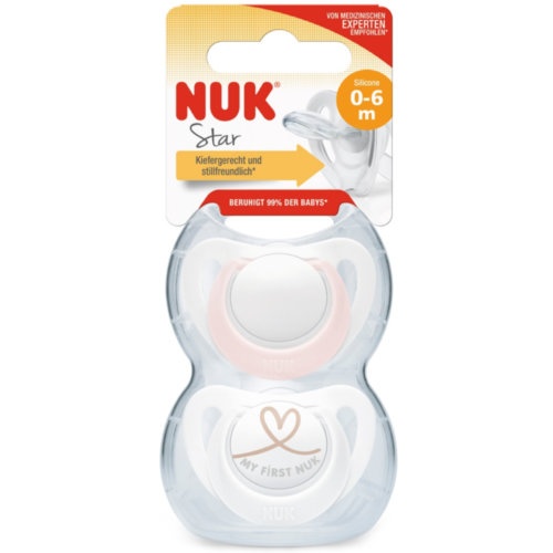 Chupete latex anatomico nuk star 0 - 6 meses 2 unidades - nuk star