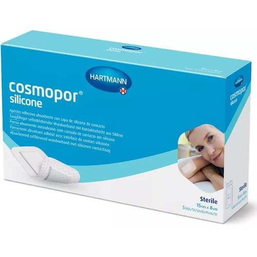 Aposito esteril cosmopor silicone 5 unidades 15 x 8 cm - aposito esteril