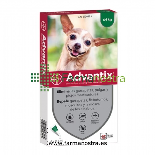 ADVANTIX SOLUCION SPOT-ON PARA PERROS HASTA 4 kg