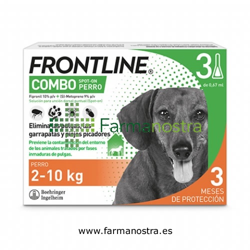 FRONTLINE COMBO 67,00 mg / 60,30 mg SOLUCION SPOT-ON PARA PERROS 2-10 kg