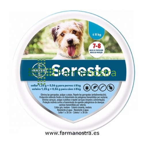 SERESTO 1,25 g + 0,56 g COLLAR PARA PERROS ? 8 kg