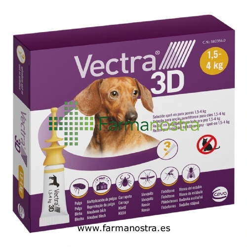 VECTRA 3D SOLUCION SPOT-ON PARA PERROS DE 1,5 A 4 kg