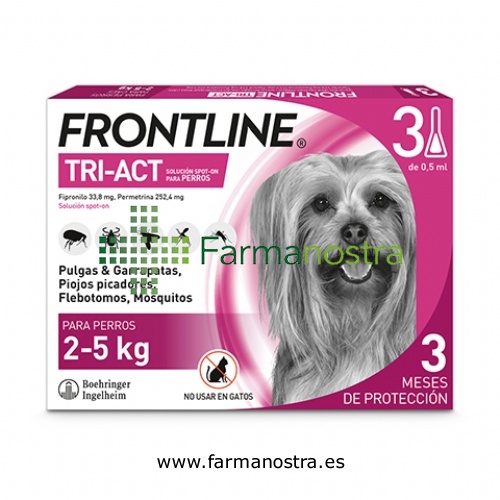 FRONTLINE TRI-ACT 33,8 mg / 252,4 mg SOLUCION SPOT-ON PARA PERROS 2 - 5 kg