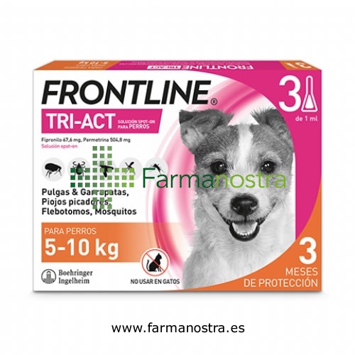 FRONTLINE TRI-ACT 67,6 mg / 504,8 mg SOLUCION SPOT-ON PARA PERROS 5-10 kg