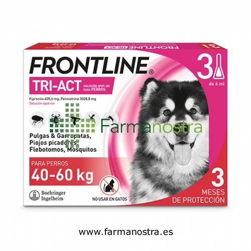 FRONTLINE TRI-ACT 405,6 mg / 3028,8 mg SOLUCION SPOT-ON PARA PERROS 40-60 kg