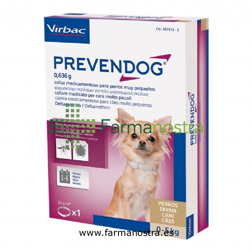 PREVENDOG 0,636 g COLLAR MEDICAMENTOSO PARA PERROS MUY PEQUEÑOS