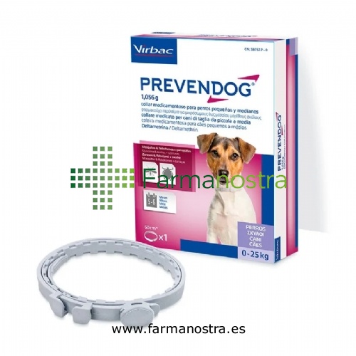 PREVENDOG 1,056 g COLLAR MEDICAMENTOSO PARA PERROS PEQUEÑOS Y MEDIANOS