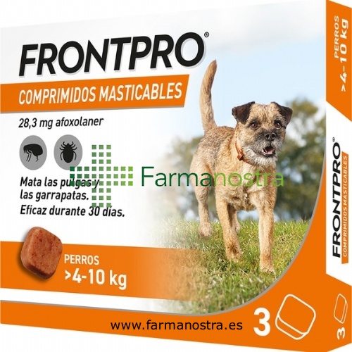 FRONTPRO 28 mg COMPRIMIDOS MASTICABLES PARA PERROS > 4-10 kg