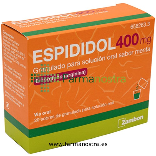 ESPIDIDOL 400 mg GRANULADO PARA SOLUCION ORAL SABOR MENTA , 20 sobres