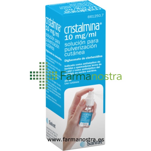 CRISTALMINA 10 mg/ml SOLUCION PARA PULVERIZACION CUTANEA, 1 frasco de 125 ml