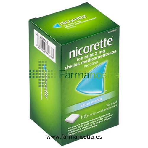 NICORETTE ICE MINT 2 mg CHICLES MEDICAMENTOSOS, 105 chicles