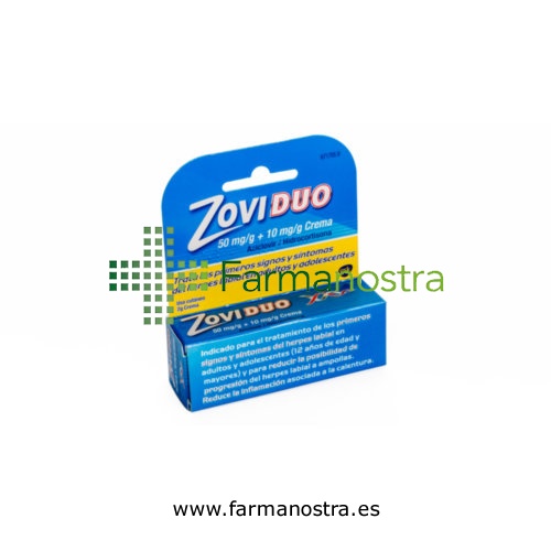 ZOVIDUO 50 mg/g + 10 mg/g CREMA , 1 tubo de 2 g