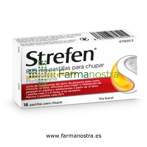 STREFEN 8,75 mg PASTILLAS PARA CHUPAR SABOR MIEL Y LIMON, 16 pastillas