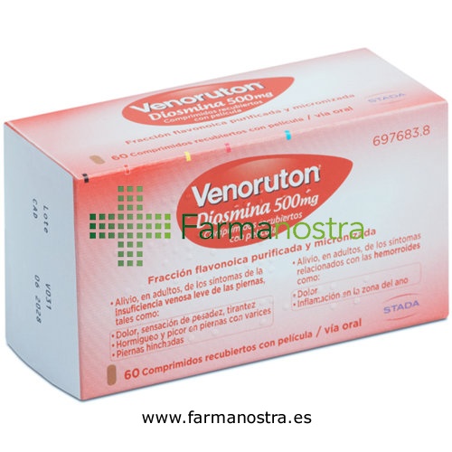 VENORUTON DIOSMINA 500 MG COMPRIMIDOS RECUBIERTOS CON PELICULA, 60 comprimidos