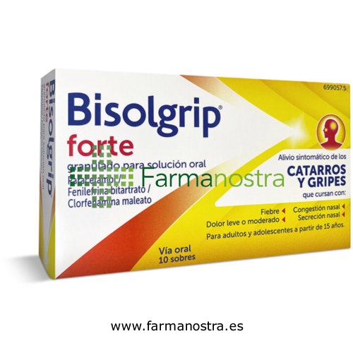 BISOLGRIP FORTE GRANULADO PARA SOLUCION ORAL , 10 sobres