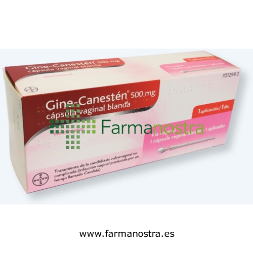 GINE-CANESTEN 500 MG CAPSULA VAGINAL BLANDA ,  1 capsula vaginal blanda + 1 aplicador