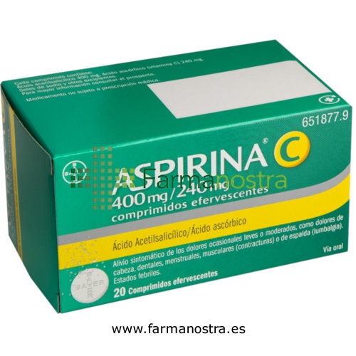 ASPIRINA C 400 mg/240 mg COMPRIMIDOS EFERVESCENTES , 10 comprimidos