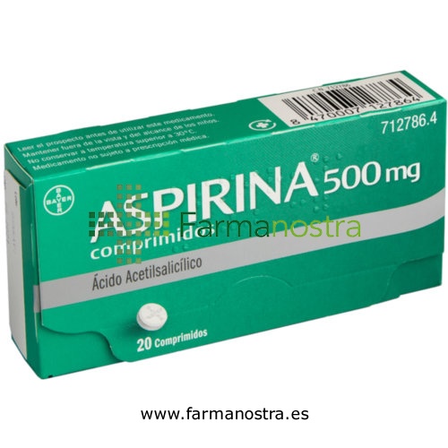 ASPIRINA 500 mg COMPRIMIDOS , 20 comprimidos