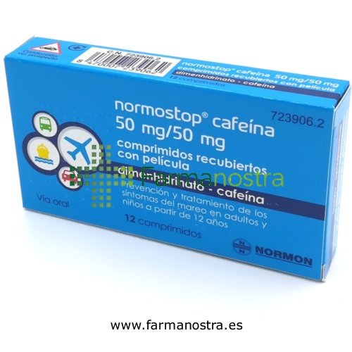 NORMOSTOP CAFEINA 50 MG/50 MG COMPRIMIDOS RECUBIERTOS CON PELICULA, 12 comprimidos (Blister Al/PA-Al
