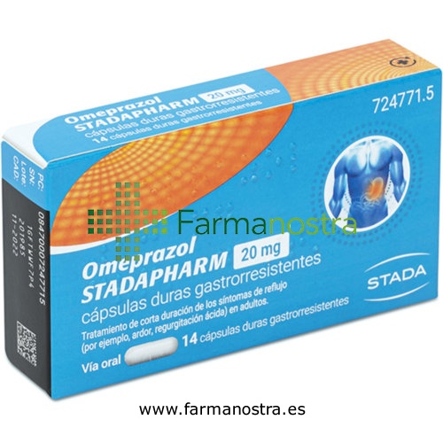OMEPRAZOL STADAPHARM 20 MG CAPSULAS DURAS GASTRORRESISTENTES   14 cápsulas (Frasco)