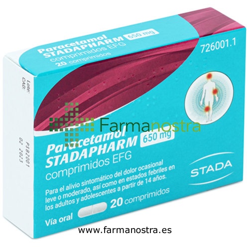 PARACETAMOL STADAPHARM 650 MG COMPRIMIDOS EFG 20 comprimidos