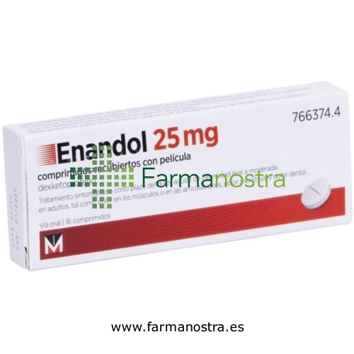 ENANDOL 25 mg COMPRIMIDOS RECUBIERTOS CON PELICULA, 10 comprimidos