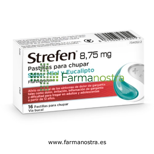 STREFEN 8,75 MG PASTILLAS PARA CHUPAR SABOR MIEL Y EUCALIPTO, 16 pastillas