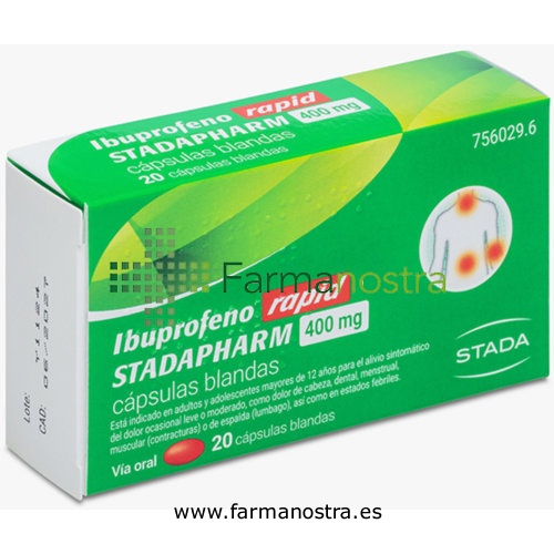 IBUPROFENO RAPID STADAPHARM 400 MG CAPSULAS BLANDAS, 20 cápsulas