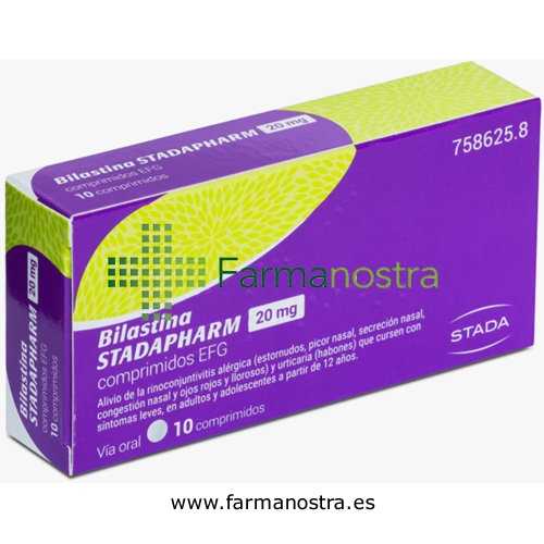 BILASTINA STADAPHARM 20 MG COMPRIMIDOS EFG, 10 comprimidos