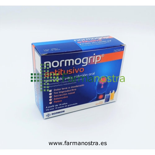 NORMOGRIP ANTITUSIVO GRANULADO PARA SOLUCION ORAL, 10 sobres