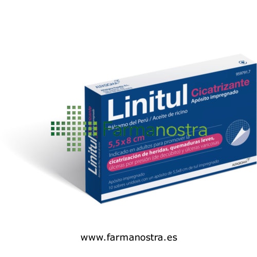 LINITUL APOSITO IMPREGNADO, 20 apósitos de 15 x 25 cm