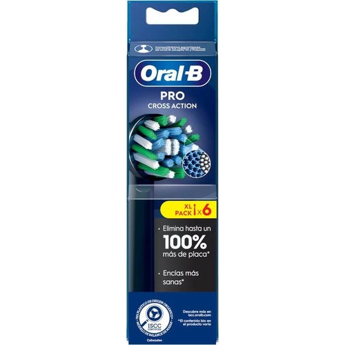 Cepillo dental electrico recambio oral-b cross action xl 6 cabezales color negro - oral-b cross acti
