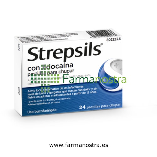 STREPSILS CON LIDOCAINA PASTILLAS PARA CHUPAR , 24 pastillas