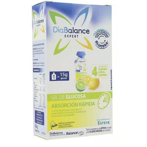 Diabalance expert gel glucosa absorcion rapida  4 sobres sabor lima limon