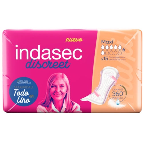 indasec discreet maxi compresa perdidas leves (15 absorb)