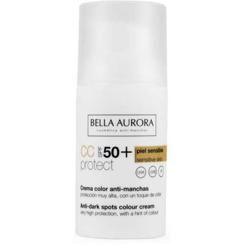 Bella aurora crema color anti-manchas spf 50+ piel sensible  1 envase 30 ml