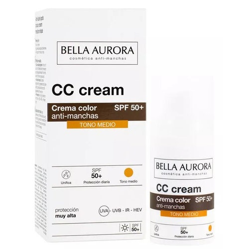 Bella aurora crema cc cream antimanchas spf 50+ medio 30 ml