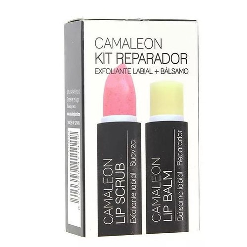 Camaleon cosmetics kit reparador labial+exfoliante fresa.