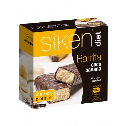 Siken diet  5 barritas 36 g sabor coco banana