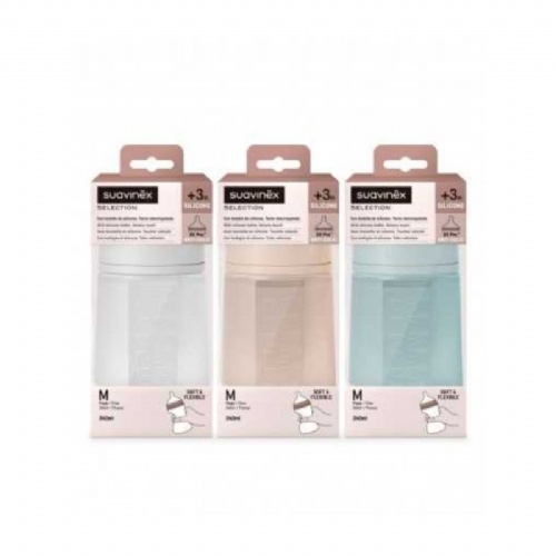 Biberon vidrio tetina fisiologica silicona bonhomia 1 unidad 240 ml talla m - bonhomia