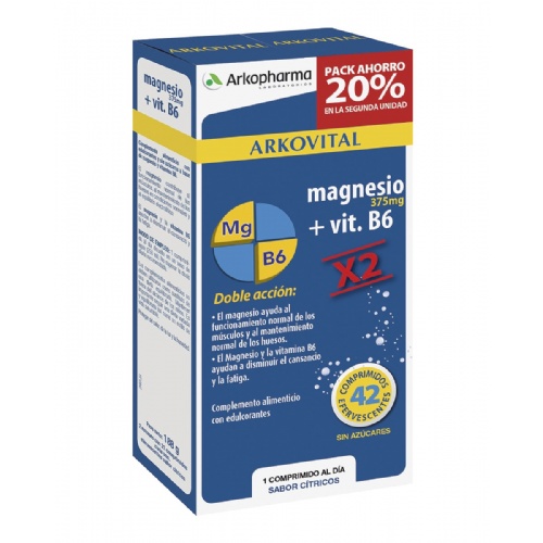 Arkopharma magnesio + vit b6  2 envases 21 comprimidos efervescentes pack