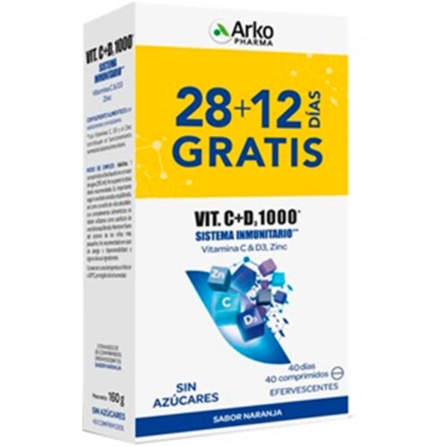 Arkopharma vitamina c + d3 1000  40 comprimidos efervescentes pack
